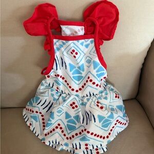 Red and Blue Patterned Dress